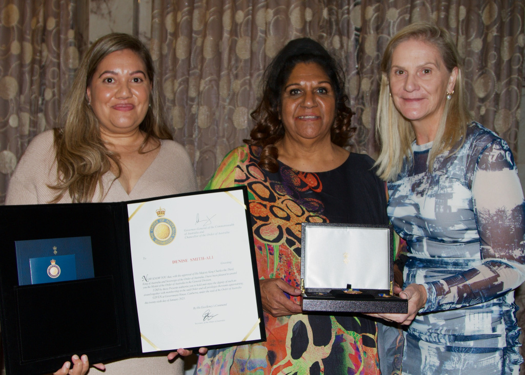 Left to right: Tara Martin (NBALC Director), Denise Smith-Ali and Vanessa Martin (NBALC Chairperson) with Denise's OAM Award